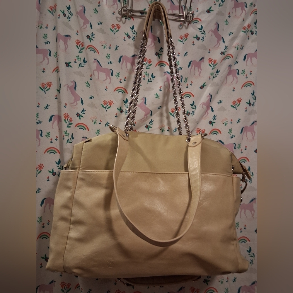 BEIS Cream Baby Bag Tote with Chain Handles
